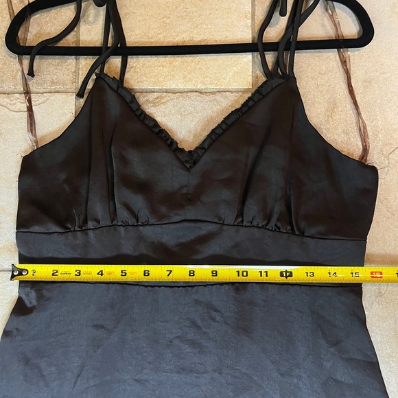Nine West Black Satin Slip Babydoll Dress L Y2K Coquette Whimsigoth Goth LBD - Picture 6 of 12